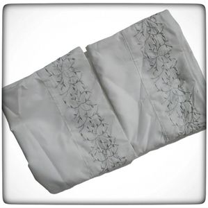 Royale White with Grey Flower Applique Standard Pillow Cases-Set of 2